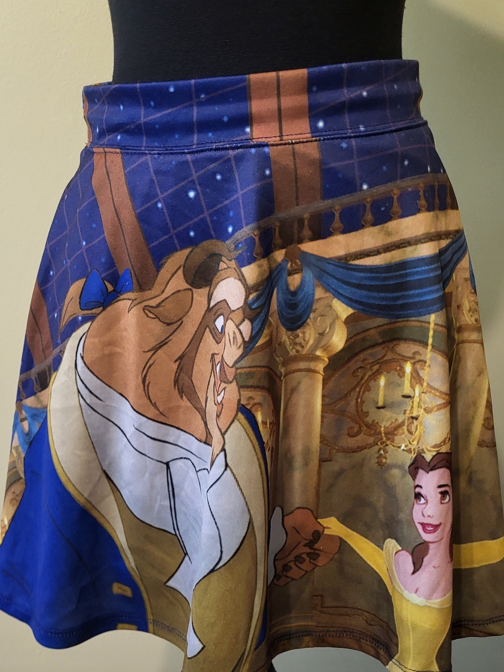 Disney Blue & Brown Beauty and the Beast Skater Skirt